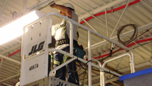 electrician working on lights